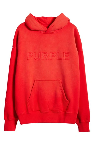 Purple Brand Logo-patch Faded Cotton Hoodie In Red