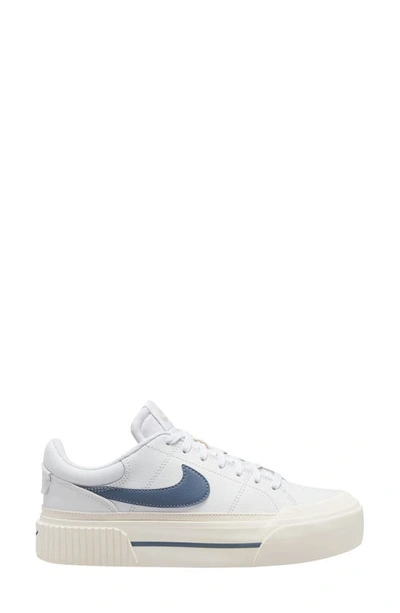 Nike Court Legacy Lift Platform Sneaker In Diffused Blue/light Orewood/white