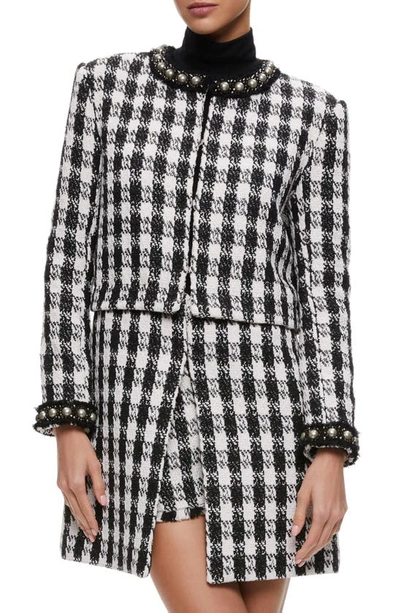 Alice And Olivia Deon Detachable-panel Jacket In Black And White