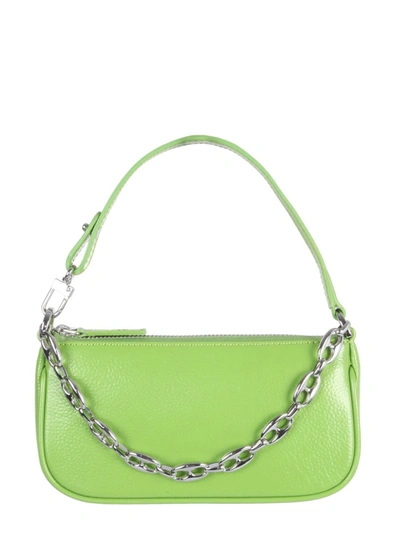 By Far Rachel Mini Croc-embossed Leather Shoulder Bag In Green