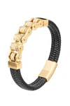 Eye Candy La Men's Luxe Luca Bicycle Chain Titanium & Leather Bracelet In Black