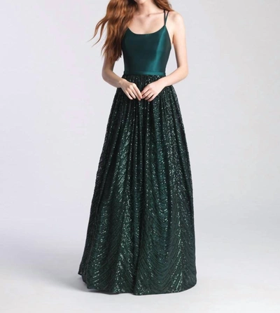 Madison James Satin And Tulle Ballgown In Green