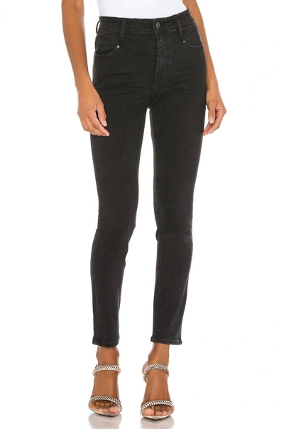 Paige Margot Angled Yoke Ankle Skinny Jean In Midnight Star In Black