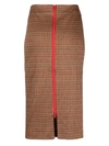 ESSENTIEL ANTWERP COMPLIMENT FITTED PENCIL SKIRT IN ORANGE AND BROWN