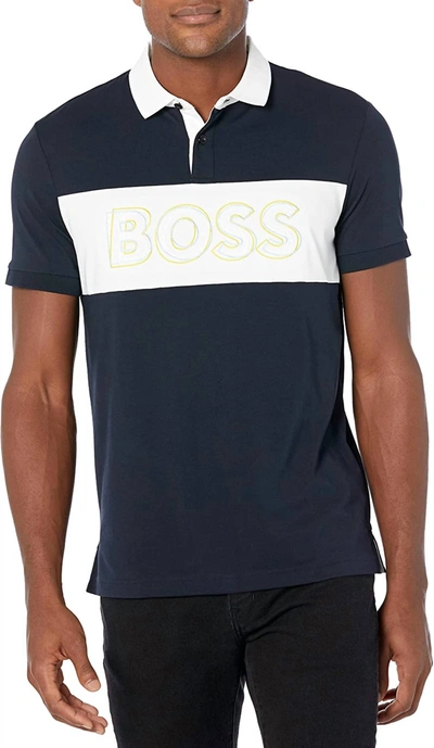 Hugo Boss Men Modern Center Logo Regular Fit Polo Shirt In Navy In Blue