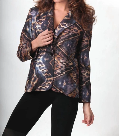 Angel Tribal Blazer In Black Multi In Blue