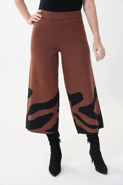 Joseph Ribkoff 3/4 Length Culottes Abstract Print In Toffee/black In Brown