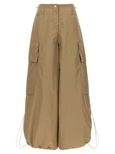 Palm Angels Low-rise Wide-leg Parachute Trousers In Neutro