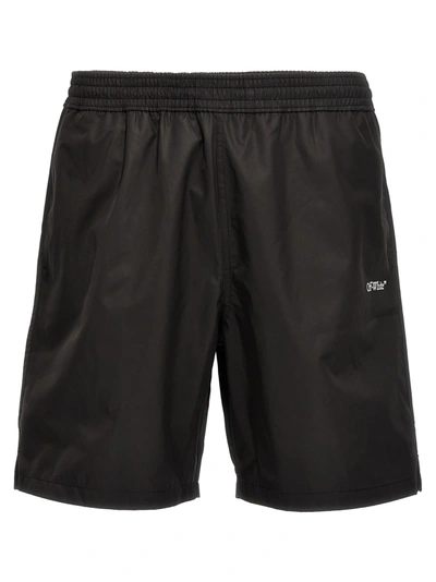 Off-white Off White Man Black Polyester Swimming Shorts In Nero