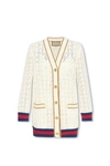Gucci G-monogram Pointelle Cotton Cardigan In White
