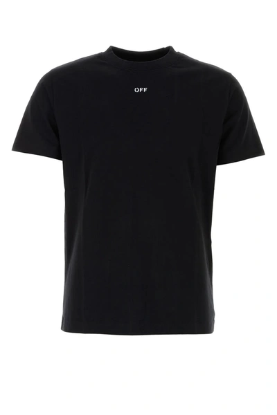 Off-white Black Cotton T-shirt In Black White