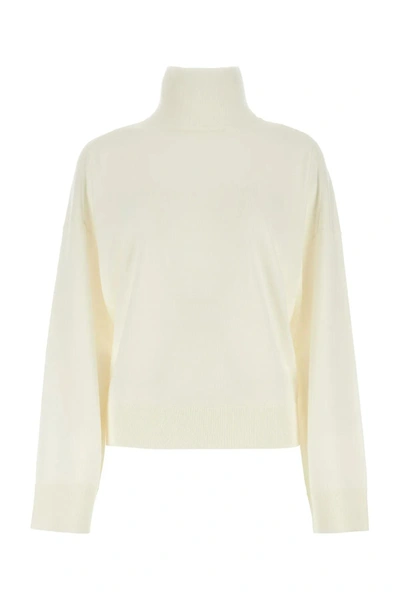 Bottega Veneta High-neck Wool Sweater In Bianco