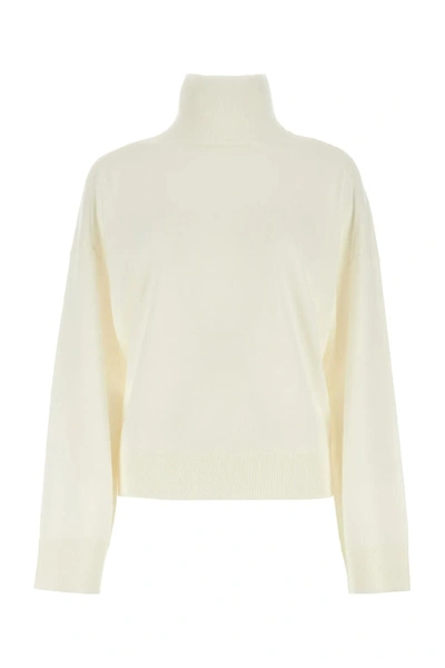 Bottega Veneta High-neck Wool Jumper In Bianco