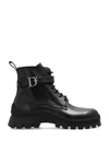 Dsquared2 Logo-buckle Leather Ankle Boots In Nero