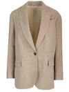 Brunello Cucinelli Yak Canvas Single-breasted Jacket In Default Title