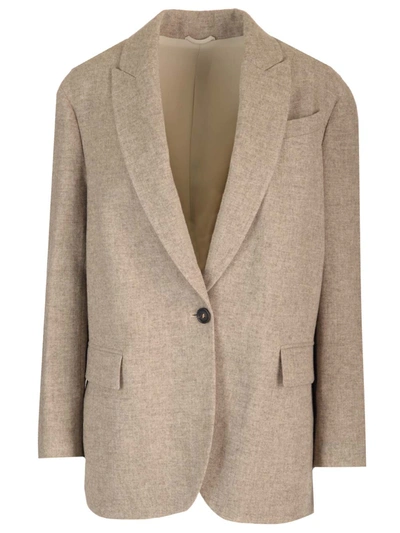 Brunello Cucinelli Yak Boyfriend Blazer Jacket In Default Title