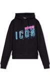Dsquared2 Logo-print Drawstring Cotton Hoodie In Black