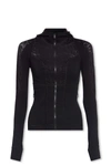 Versace Tech Hoodie Top With Logo Motif In Nero