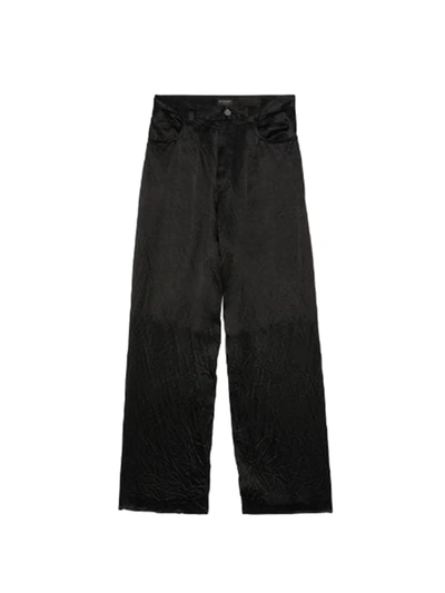 Balenciaga Mirror-satin Baggy Trousers In Dark Navy