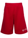 GIVENCHY GIVENCHY BERMUDA SHORTS WITH PRINTED LOGO IN RED COTTON MAN