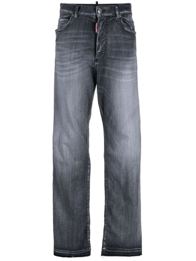 Dsquared2 Straight-leg Stonewashed Jeans In Black