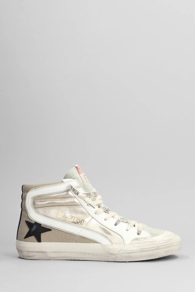 Golden Goose Slide Sneakers In Platinum Leather