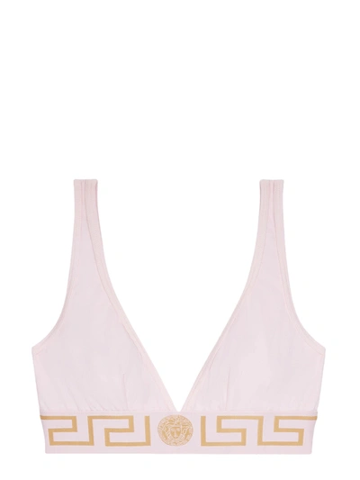 Versace Bralette With Greek Border In Rosa