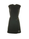 Prada Woman Black Wool Blend Mini Dress In Nero