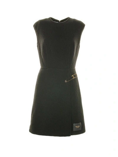 Prada Woman Black Wool Blend Mini Dress