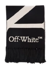 Off-white No Offence Intarsia-logo Scarf In Black