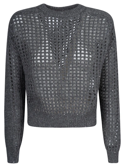 Brunello Cucinelli Rib Trim Perforated Sweater In Default Title