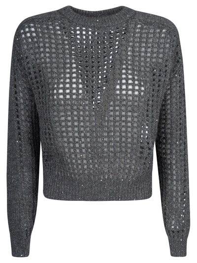 Brunello Cucinelli Pointelle-knit Long-sleeve Jumper In Default Title