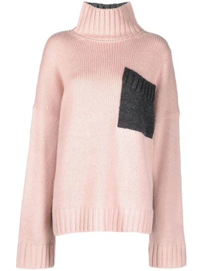 Jw Anderson Two-tone Roll-neck Jumper In Rosa