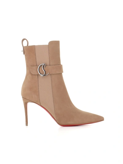 Christian Louboutin Cl Chelsea Booty Suede Ankle Boots In Sand