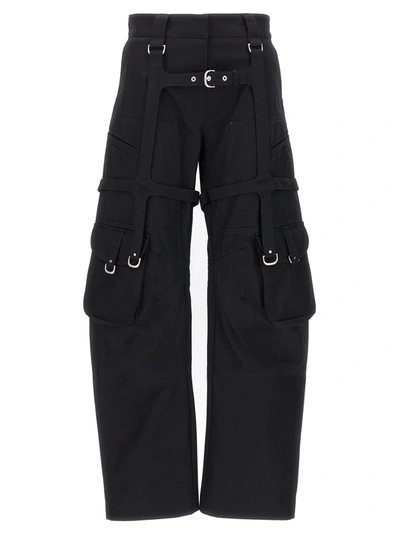 Off-white Oversized Cargo Pants With Buckle Detail In Black