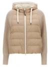 Brunello Cucinelli Solomeo Inserts Hooded Down Jacket Casual Jackets, Parka Beige In Cool Beige