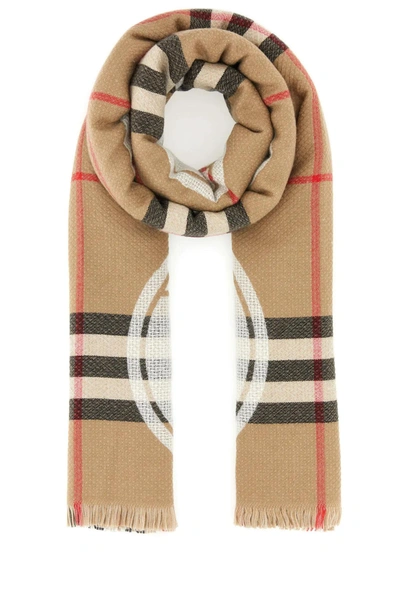 Burberry + Net Sustain Fringed Checked Cashmere Scarf In Archive Beige