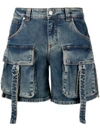 Blumarine Denim Cargo Shorts In Blue