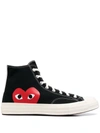 Comme Des Garçons Heart High-top Sneakers Featuring Contrast Stitching In Black