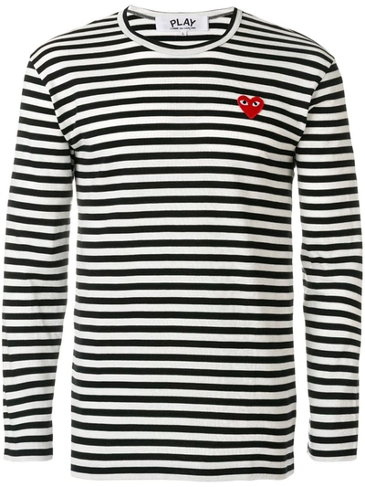 Comme Des Garçons Striped Small Chest Logo T-shirt In Multi