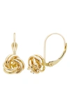 A & M 14K YELLOW GOLD LOVE KNOT LEVER BACK EARRINGS