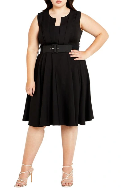 City Chic Veronica Belted Strapless Fit & Flare Dress In Black