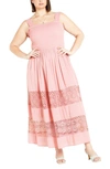 City Chic Trendy Plus Size By The Beach Maxi Dress In Blush