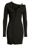 Jacquemus Colin Asymmetric Ribbed Wool-blend Mini Dress In Black
