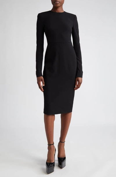 Victoria Beckham Long-sleeve Fitted T-shirt Dress In Black