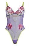 HANKY PANKY FLORAL EMBROIDERED MESH TEDDY