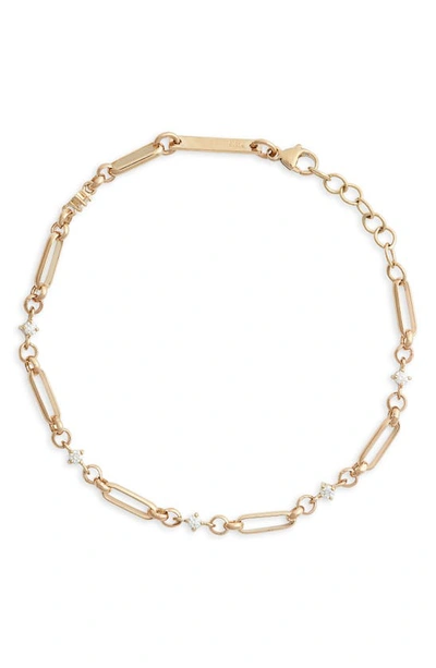 Zoë Chicco 14k Gold Diamond Paper Clip Bracelet In 14k Yellow Gold