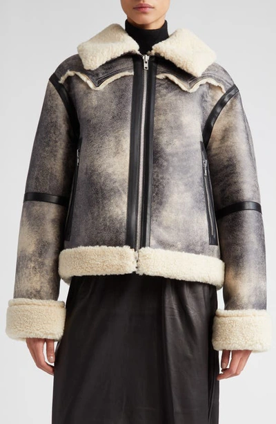 Stand Studio Gray & Off-white Lessie Faux-shearling Jacket
