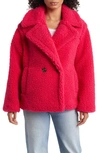 Ugg Gertrude Teddy Faux Shearling Coat In Cerise