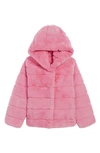 Apparis Kids' Goldie Faux-fur Hooded Coat In Lolly Pink